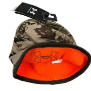 Under Armour Men Reversible UA Barren Camo/Blaze Orange Hunting Beanie Cap OSFM