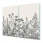 Glass Induction Ceramic Hob Cover Worktop Saver Field flora white 2x30x52