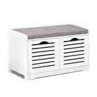 Artiss Shoe Rack Storage Cabinet Bench Organiser Cupboard Box Fabric Seat White