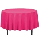 LinenTablecloth Round Cotton-Feel Tablecloth, 90-Inch, Fuchsia, Pink