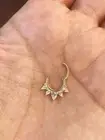 Pear Shaped Hinged Nose Septum Clicker Rook Daith Hoop Natural Diamonds 14k Gold