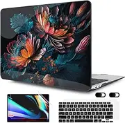MEEgoodo for MacBook Air 13 inch Case 2021 2020 2019 2018 Released A2337 M1 A2179 A1932 with Touch ID, Plastic Hard Shell & Keyboard Cover Compatible with MacBook Air Case 13.3, Bunch Flowers