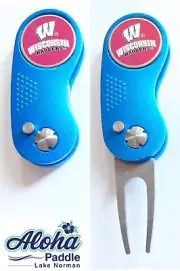 GOLF SWITCHBLADE WISCONSIN BADGERS Divot Repair Tool + Ballmarker BLueRed