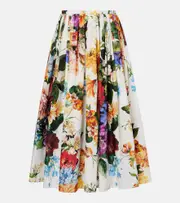 [Dolce & Gabbana] Dolce & Gabbana Floral gathered cotton midi skirt AU 12 multicoloured