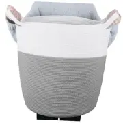Cotton Rope Basket 14.5"x12"x21" Woven Baby Laundry Hamper with Light Grey