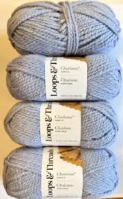 Lot 4 Skeins Charisma Loops & Threads Yarn Violet J62 Grey 3.5oz 109yd #5 bulky