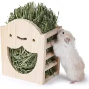 Wooden Bunny Hay Feeder Rabbit Chinchilla Food Dispenser Hanging Hay Manger-Rack