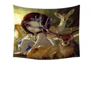 Diana in the Forest Artemis Goddess and Deer Tapestry