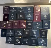 NO COINS - Lot of 30 US Mint Silver boxes w COA - various dates (mostly proofs)