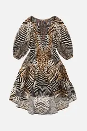 KIDS HI-LOW BLOUSON SLEEVE DRESS 12-14 FOR THE LOVE OF LEO