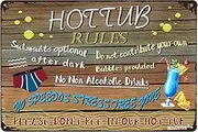 MLOVOS Hot Tub Rules Metal Pool Sign, 8x12 Inches, Vintage Style, As Shown