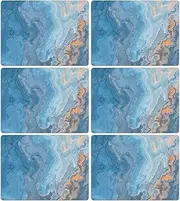 Marble Placemats Set of 6 Blue Marbles Plastic Table Mats Marble Theme Place Mats Wipe Clean Washable Holiday Table Decoration for Indoor Outdoor Party Kitchen Dining