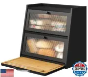 viewcare Bread Box for Kitchen Counter, Black Bread Box With Cutting Board, B