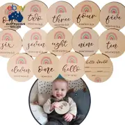 Wooden Baby Milestone Cards - 14 Double Sided Monthly Props for Taking Pictures