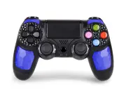 Controller Wireless Bluetooth Double Shock Controller Joystick Gamepad for PS4 with touchpad and audio jack - Black blue