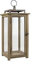 18 Inch Rustic Wooden Candle Hurricane Lantern, for Table Top, Mantle, Wall Hanging, or Garden Display, Indoor & Outdoor Use, Extra Large