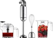 Dualit Hand Blender Set | Handheld Stick Blender With Chopping Bowl, Whisk & 35.1 fl oz Measuring Jug | 700W with Turbo Speed | Chrome