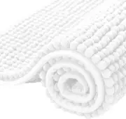 SUBRTEX Bathroom Rugs Chenille Bath Rug Soft Short Plush 16" x 24", White