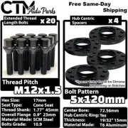 4x 15mm Thick 5x120 72.56mm C.B Wheel Spacer Kit Black 12x1.5 Bolt Fit BMW Model (for: BMW)