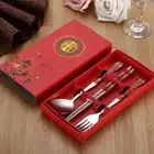 3PC Tableware Stainless Steel Chopsticks Spoon Fork Gift Box Portable Tra<<p