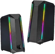 PC Speakers for Desktop, Desktop Speakers with Colorful RGB Lights | Enhanced Sound, Super Loud Volume USB Powered RGB PC Speakers for Laptop, Computer, Music, Videos, Notebooks