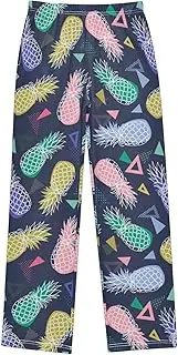 [ZZXXB] Watercolor Pineapple Geometry Boys Long Pants Soft Trousers Elastic Waist Kids Lounge Bottoms with Pockets S-XL