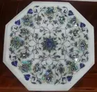 12" Marble corner coffee side Table Top floral precious stones inlaid art Decor