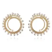 Culturesse Mirabella Catwalk Statement Earrings Clear Diamantes 14K Gold Plating