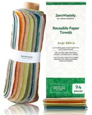 Reusable Paper Towels - Value Pack of 24 Paperless Towels! 100% Cotton, Super...