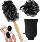 Loofah Back Scrubber 3 Pack Long Handle Exfoliating Shower Brush Set