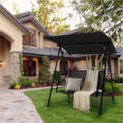 Costway2-seat Outdoor Swing with Adjustable Canopy for Patio/Garden-Black