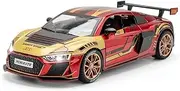 Die-cast Alloy Diecast 1:24 for Audi R8 Sports Car Racing Model Simulation Light Sound Miniature Vehicles Model Collections Miniature Vehicle