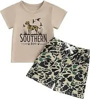 [Owl's-Yard] Toddler Baby Boy Summer Clothes Short Sleeve T-shirts Elastic Waist Shorts Baby Boy Summer Clothes