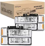 Nilight Headlights Assembly Led DRL for Chevy Silverado 1500 2500 3500 1994 1995 1996 1997 1998,1994-1998 Tahoe / C10 / CK/Suburban,(Side Maker Light Not for GMC Yukon)