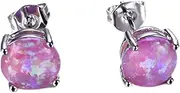 ZLING Fashion Purple Pink Blue Fire Opal Stud Earrings For Women Bridal Silver Color Wedding Party Small Earring Brinco Ear0545