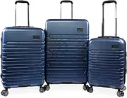[Original Penguin] 3 Piece Expandable Suitcase with Spinner Wheels, Metallic Blue, 3pc Set, Metallic Blue, 3pc Set, 3 Piece Set Expandable Suitcase with Spinner Wheels