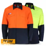 Hi Vis INHERENT Modacrylic Flame Retardant PPE1 Long Sleeve Work Shirt 3441