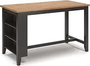 [Signature Design by Ashley] Gesthaven Contemporary Counter Height Dining Table with 3 Shelves and Trestle Base, Light Brown & Dark Brown