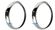 MORRIS MINOR PAIR OF HEADLAMP OUTER HIGH POLISHED OUTER RIMS