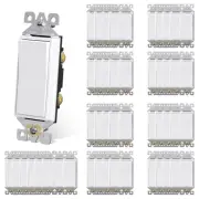Single Pole Rocker Decora Light Switch, 15 Amp Self-Grounding Electrical Light S