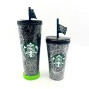 Starbucks 24oz & 16oz Tumbler Limited Edition Glow In Dark Spider Web Halloween