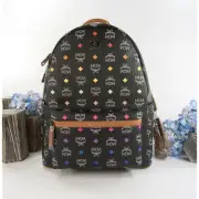 MCM Visetos Black Spectrum Diamond Monogram Large Backpack Book Bag NWT