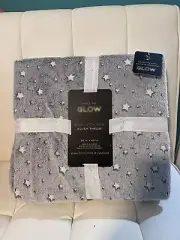 Gray Glow In The Dark Fleece Throw Blanket 50” X 60” Plush Kids Unopened