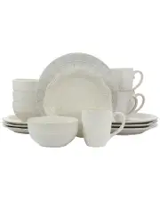 Elama Lace 16pc 3-Tier Stoneware Dinnerware Set