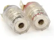 2/4pcs 32mm Gold Plated Speaker Terminal Binding Post Amplifier Connector Suitable for 4mm Banana Plug(2 Red 2 Black)