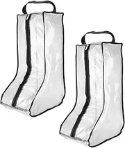 [sourcing map] Boot Storage Bag Portable, PVC Shoe Storage Bag with Zipper Clear Boots Cover Protector Bag for Short Boots and Tall Boots Storage Travel and Daily Use, Black, 48 cm