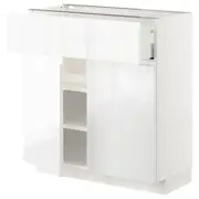 METOD / MAXIMERA base cabinet with drawer/2 doors, white/Voxtorp high-gloss/white, 80x37x80 cm