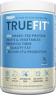 RSP TrueFit - Grass Fed Lean Meal Replacement Protein Shake, All Natural Whey Protein Powder with Fiber & Probiotics, Non-GMO, Gluten-Free & No Artificial Sweeteners, 2LB Vanilla