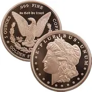 Katy Craig 5oz .999 Morgan Dollar Fine Copper Round with Capsule Size XL (64mm) Large