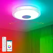 TOPBOS LED RGB Dimmable Ceiling Light Fixtures,30W 4000LM Adjustable Remote Control Luminaire Plafonnier with Bluetooth Speaker,Light Fixtures Ceiling for Party Bathroom Bedroom Living Room Kitchen